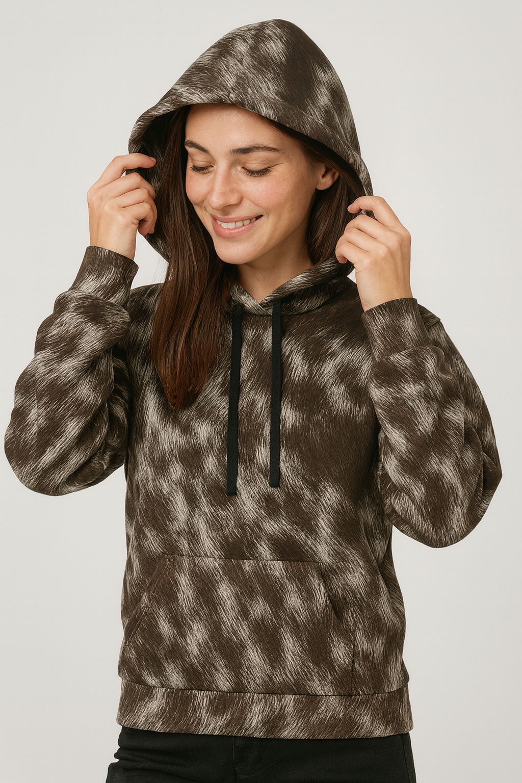 Mocha Patch Fur Hoodie