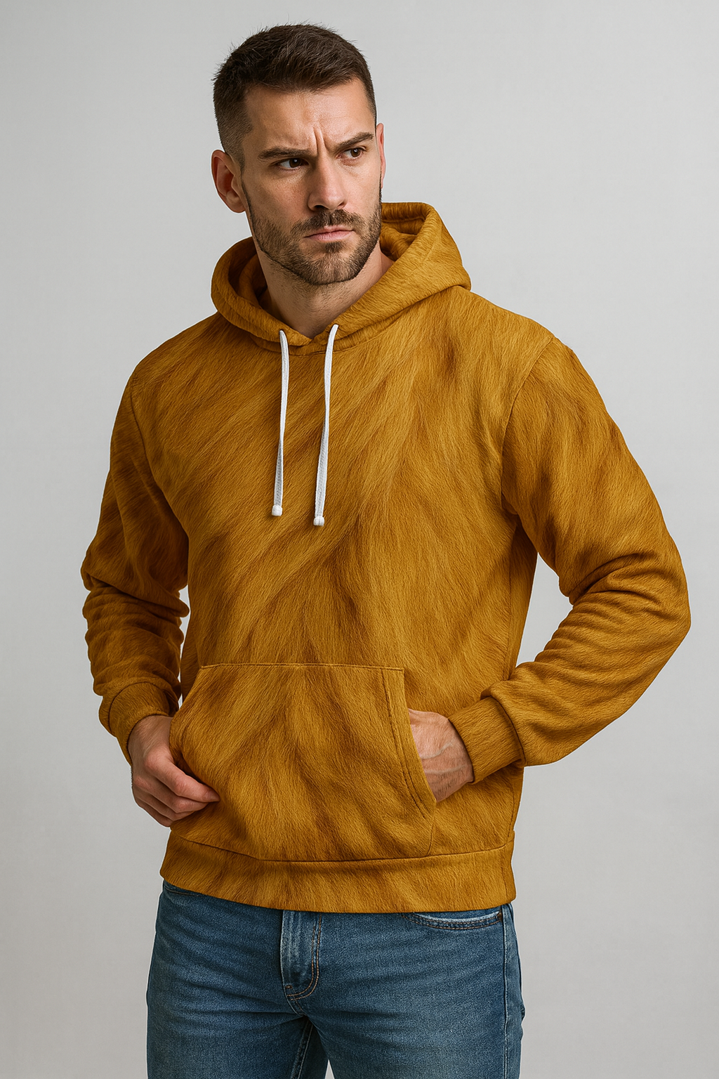 Golden Flame Fur Hoodie