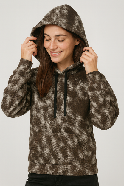 Mocha Patch Fur Hoodie