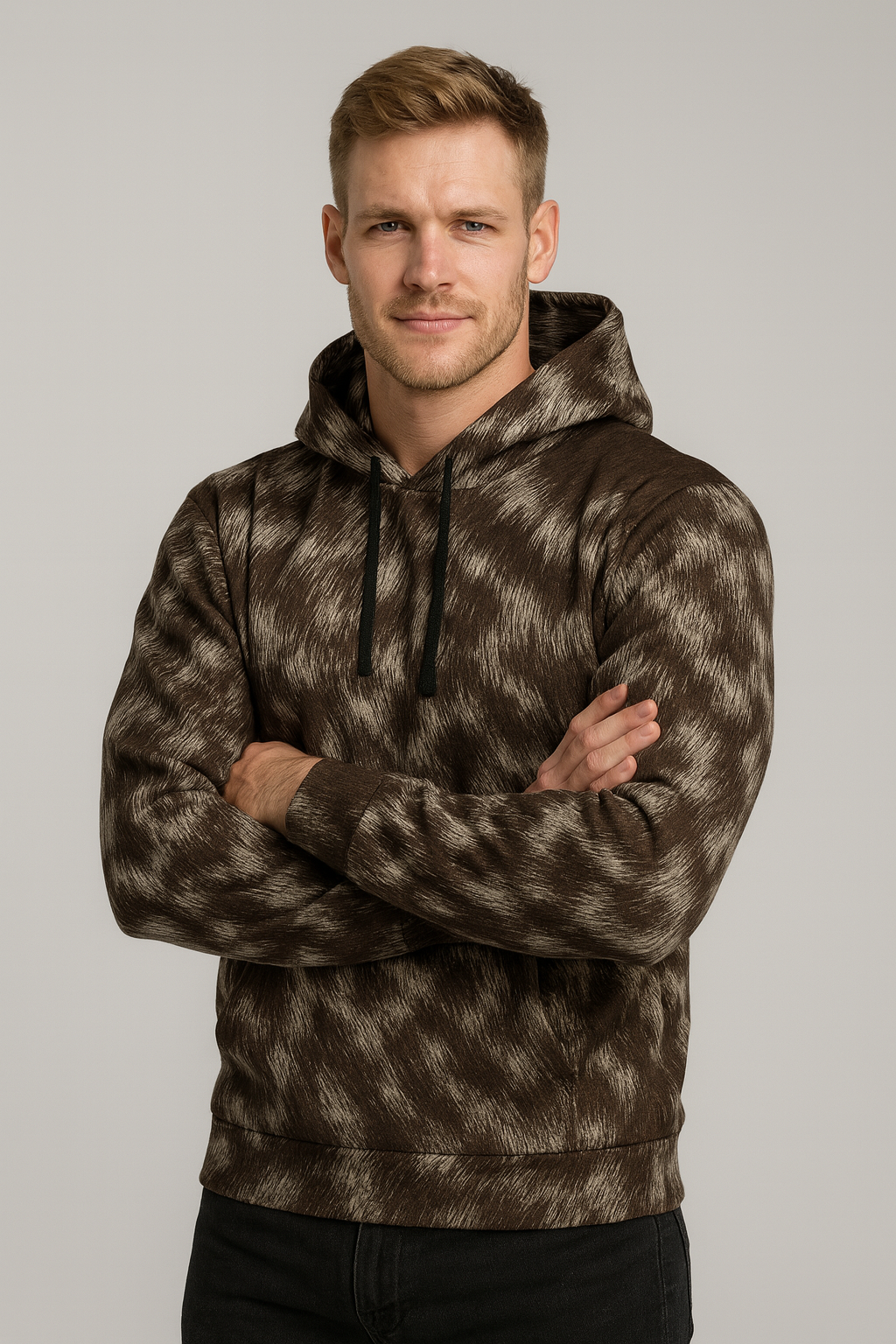 Mocha Patch Fur Hoodie