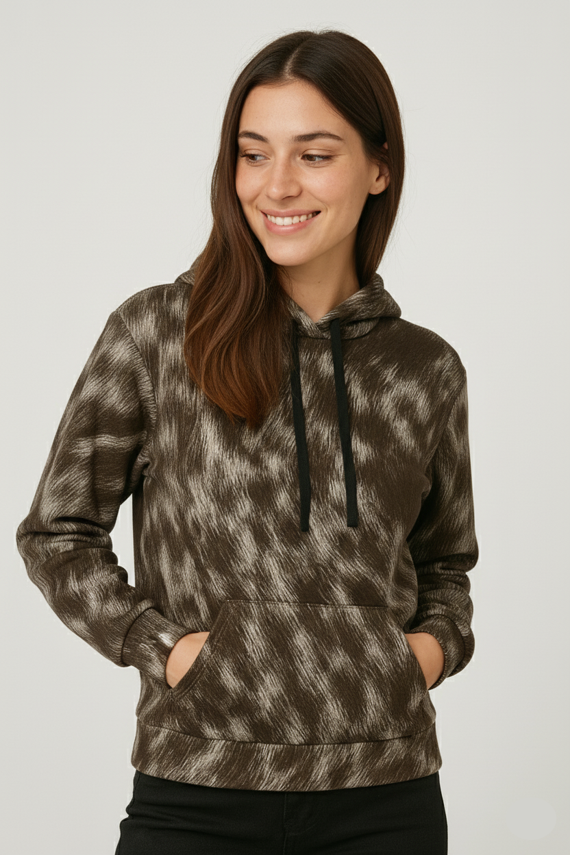 Mocha Patch Fur Hoodie